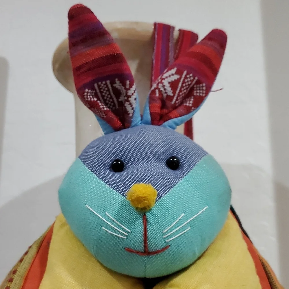 Colorful Bunny Rabbit Backpack Artisan Handmade Sustainable Mission Rafi Nova